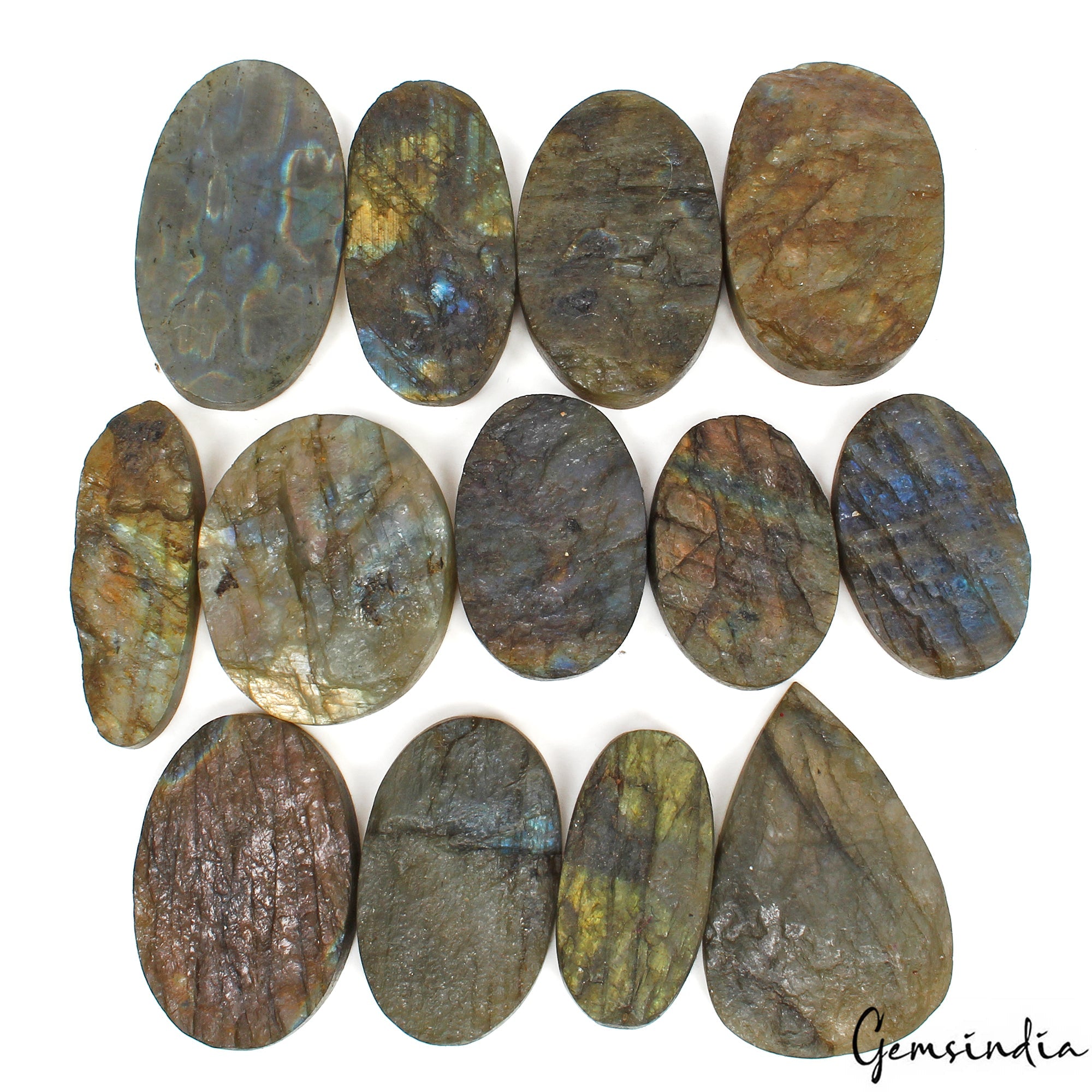 1300 Cts/13 Pcs Natural Untreated Multi Shine Labradorite Druzy Rough Loose Gem