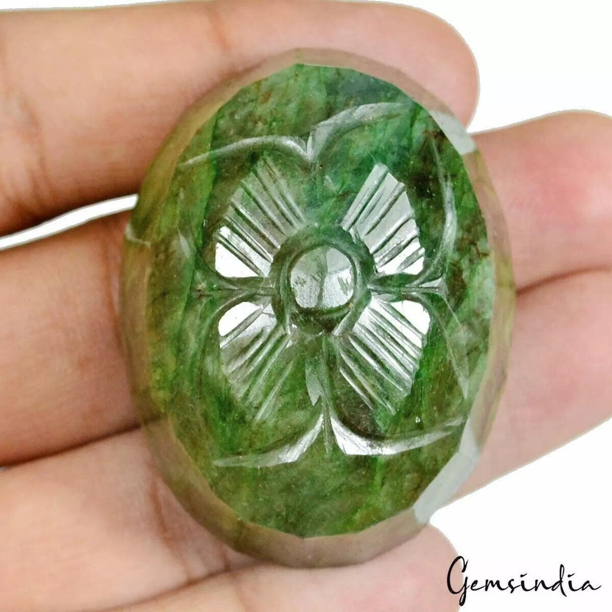 300 Cts Natural Green Emerald Hand Carved Huge Pendant size Certified Gemstone