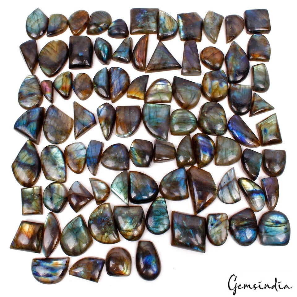 Natural Labradorite Mix Shape Cabochon Blue Green Shine Loose Gemstones 1450 Cts