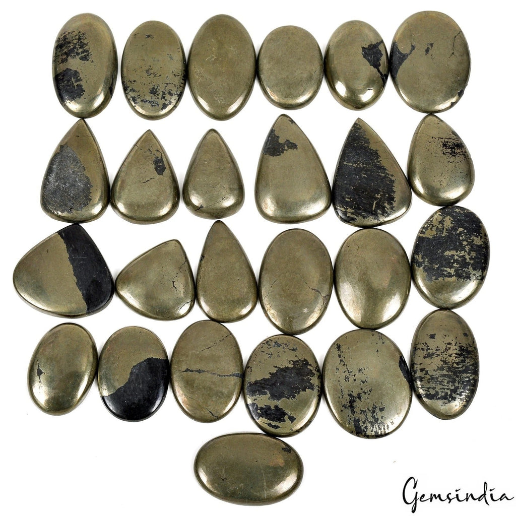 1000 Cts Apache Gold Pyrite Mix Cabochon Loose Gemstone Lot for Jewelry 25-34 MM