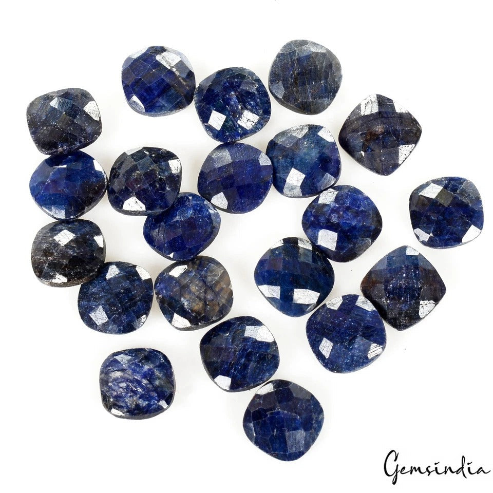 95.20 Cts/21 Pcs Natural Blue Sapphire Cushion Checker Cut Calibrated 10mm Gems