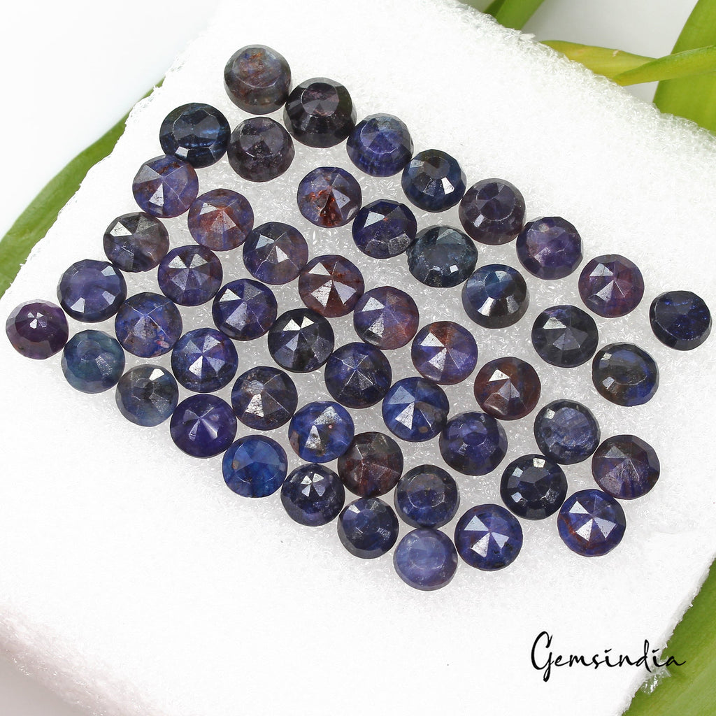 136.80 Cts/50 Pcs Natural African Dark Blue Sapphire Round Cut Gems For Jewelry