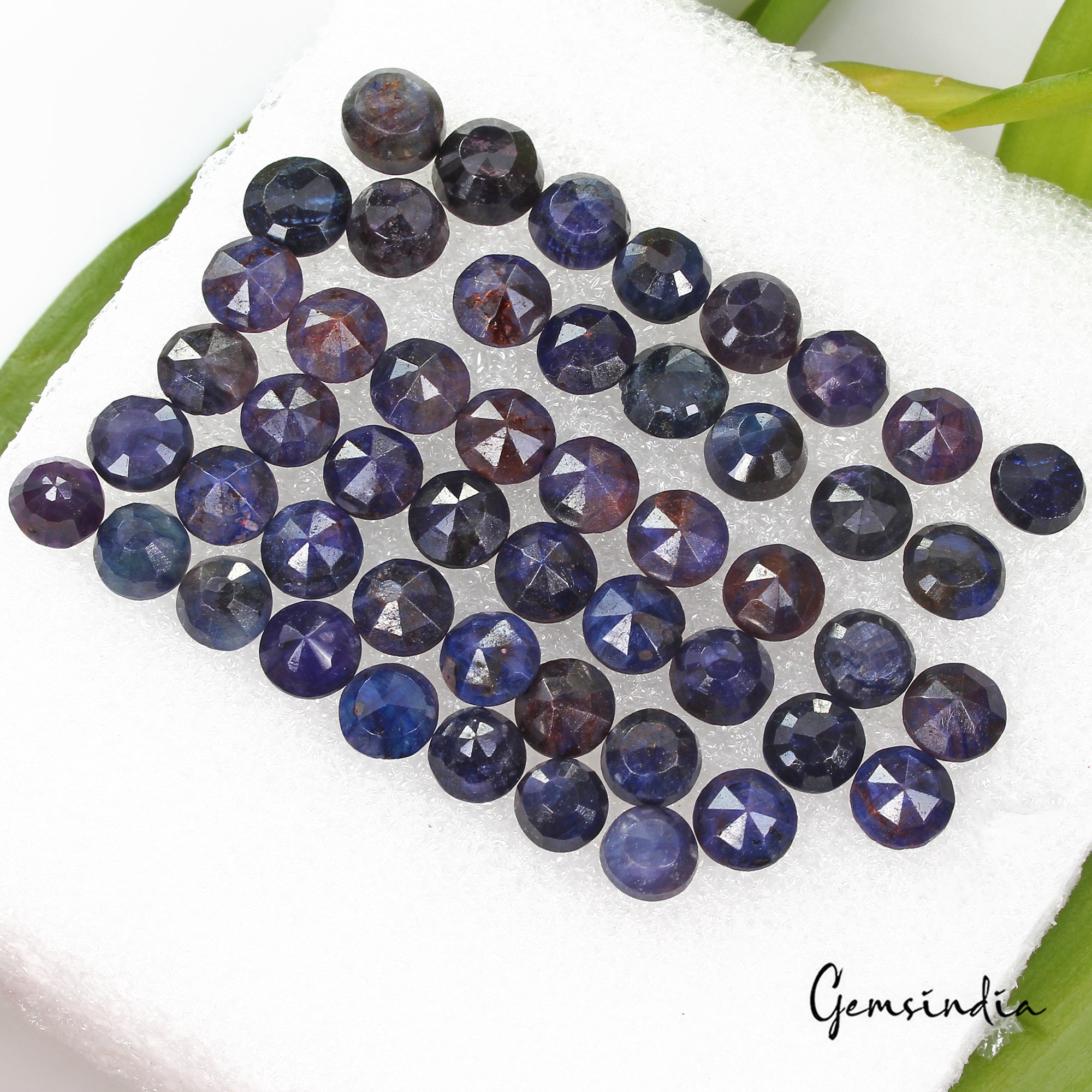 136.80 Cts/50 Pcs Natural African Dark Blue Sapphire Round Cut Gems For Jewelry