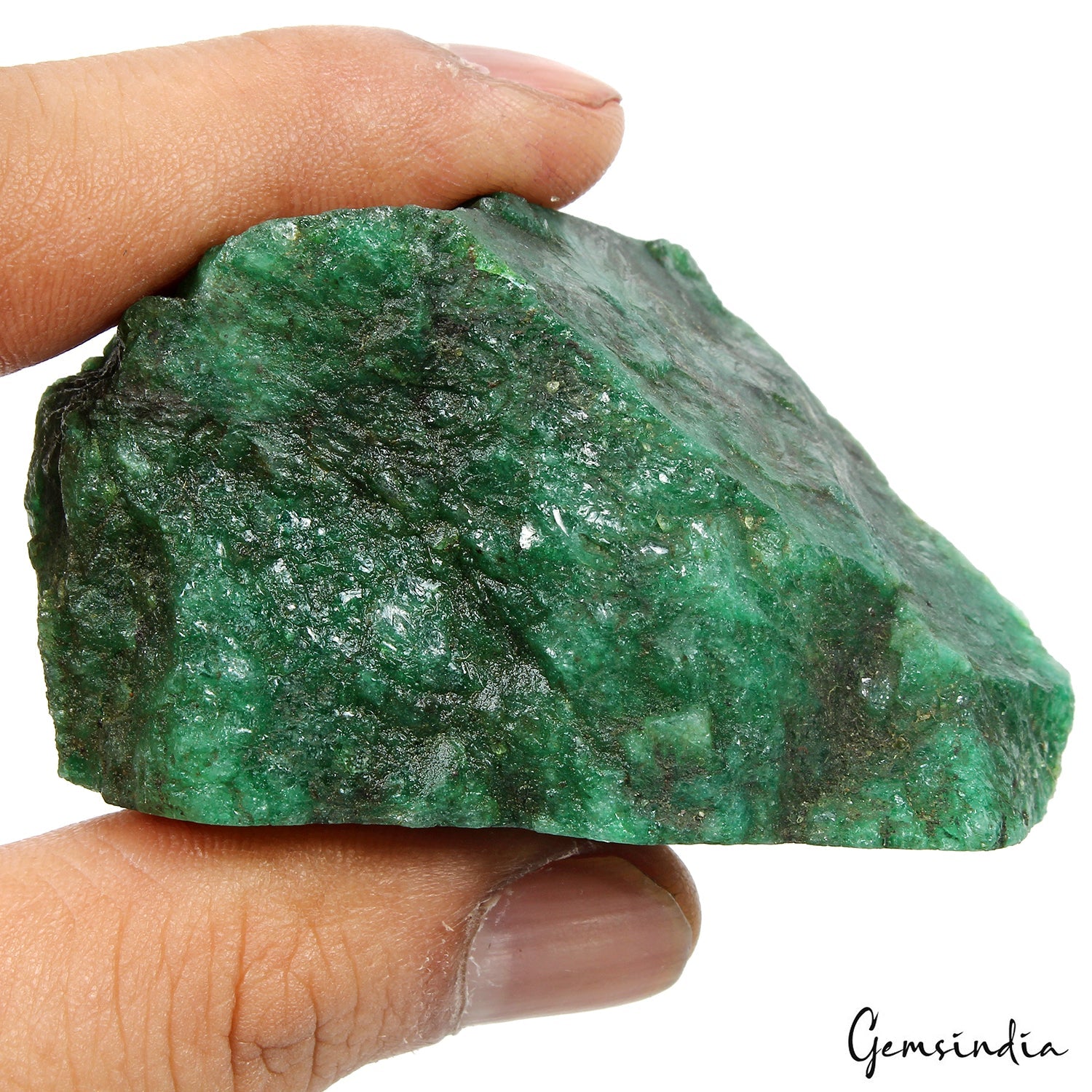 640 Ct Natural Brazilian Green Emerald Raw Rough Rock Crystal Minerals Huge Gem