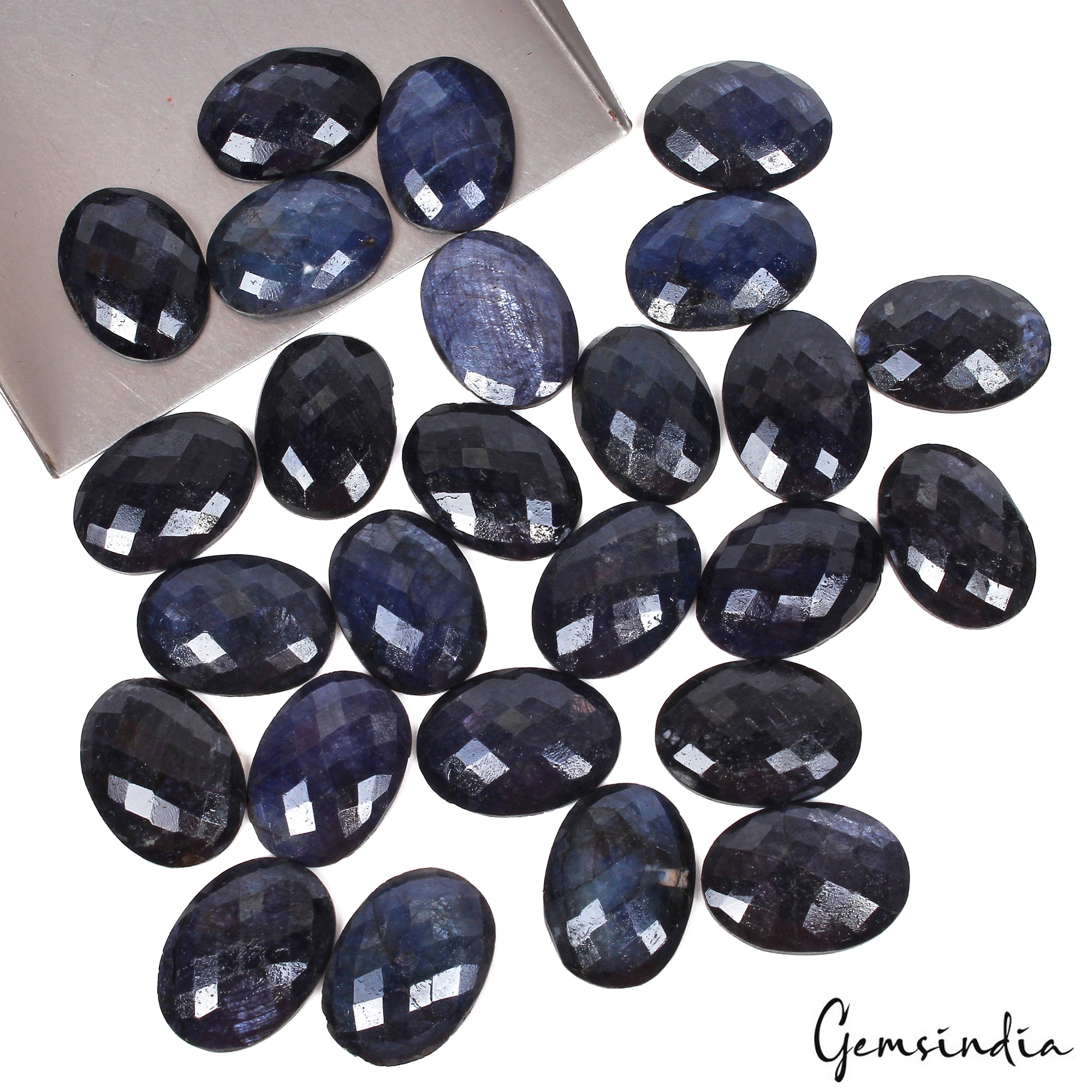 670 Ct/26 Pcs Natural Blue Sapphire Oval Checker Cut Calibrated 25x18mm Gems Lot