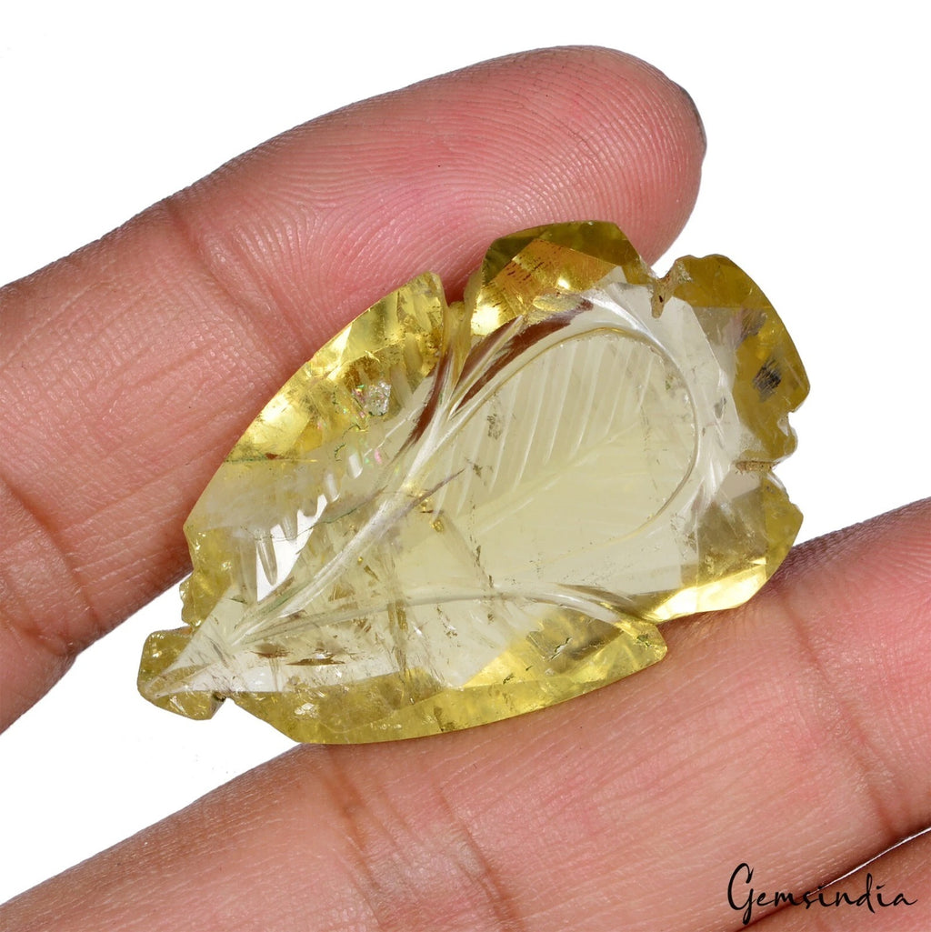 Lemon Quartz Loose Gemstone, Untreated — 40x24x13 mm, 71.40 Ct, Brazil