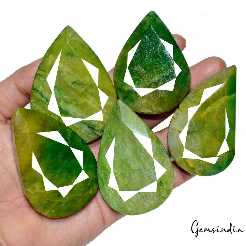 2530 Cts/5 Pcs Natural Brazilian Green Emerald Pear Cut Loose Wholesale Gemstone