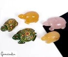 1170 Ct Natural Multi Gemstones Tortoise/Turtle Hand Crafted Animal Figurine~5 P