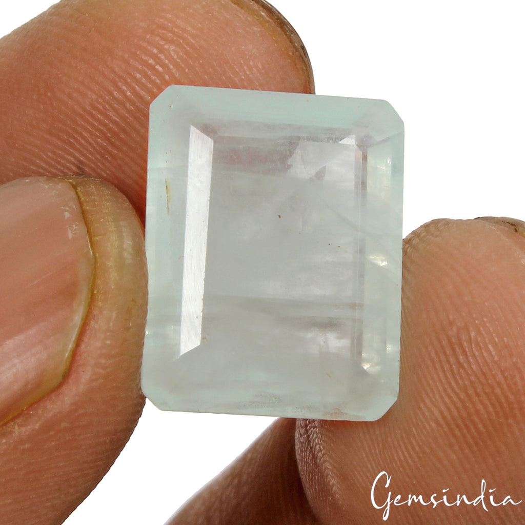 Aquamarine Loose Gemstone, Emerald Cut, Untreated — 15x12x6 mm, 9.20 Ct, Brazil