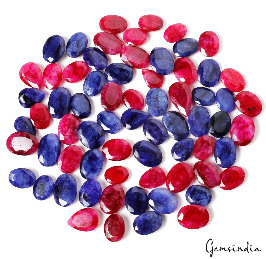 Blue Beryl Lot, Loose Gemstone, Color Enhanced, Red — 68 Pieces, 13mm to 21mm, 650 Ct