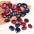 840 Cts/24 Pcs Natural Red ruby Blue Sapphire Mix Cab Loose Gems Lot For Jewelry