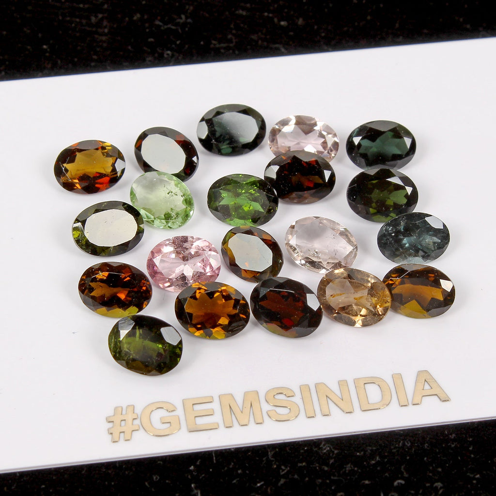 20 Pcs Natural Tourmaline 8x6mm Oval Faceted Cut Untreated Loose Gemstones Lot