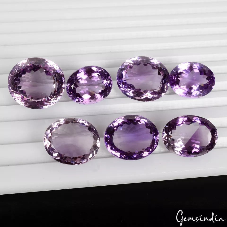 143.70 Ct/7Pcs Natural Untreated Purple Amethyst Oval Cut Loose Gems For Jewelry