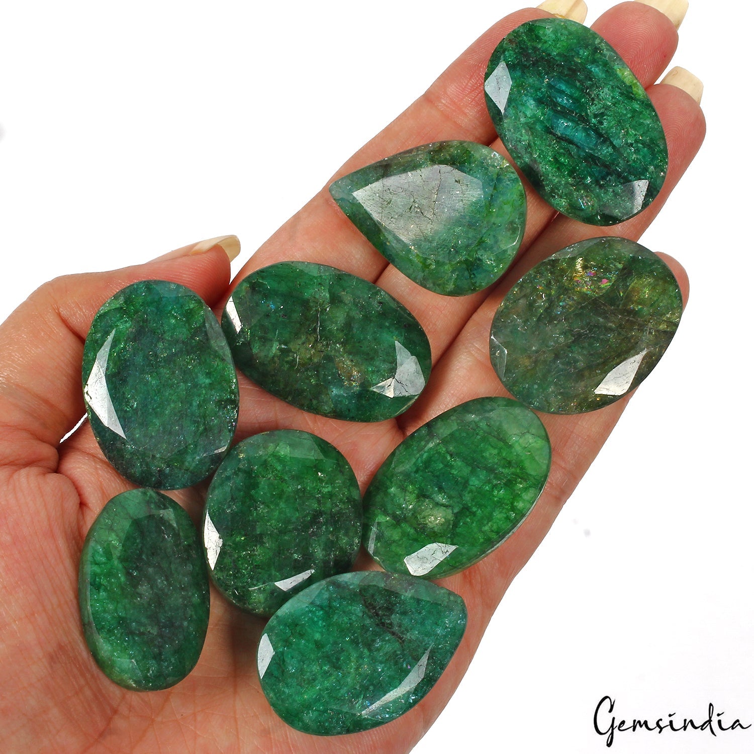 525 Cts/9 Pcs Natural Brazilian Green Emerald Mix Cut Loose Gems Lot For Jewelry