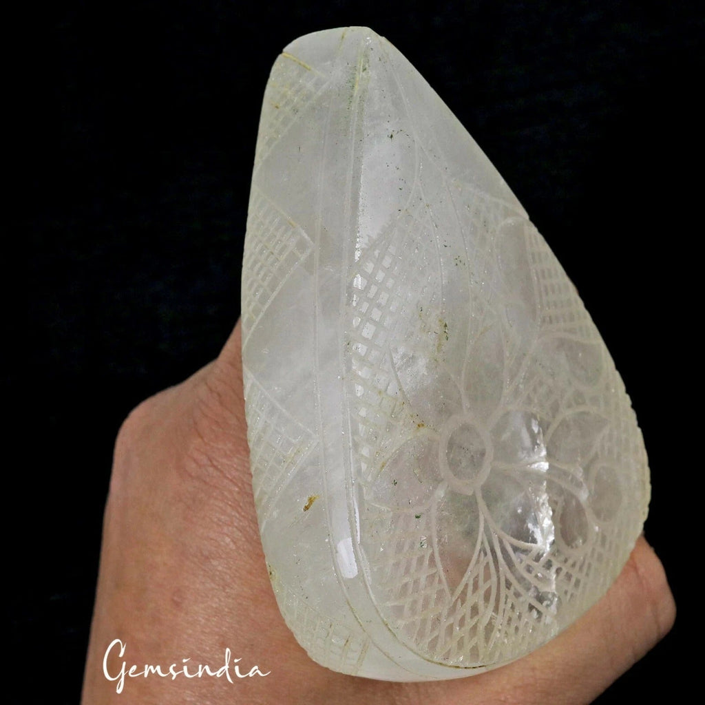 1430 Cts Natural Untreated White Quartz Pear Hand Carved Earth Mined Huge Gem