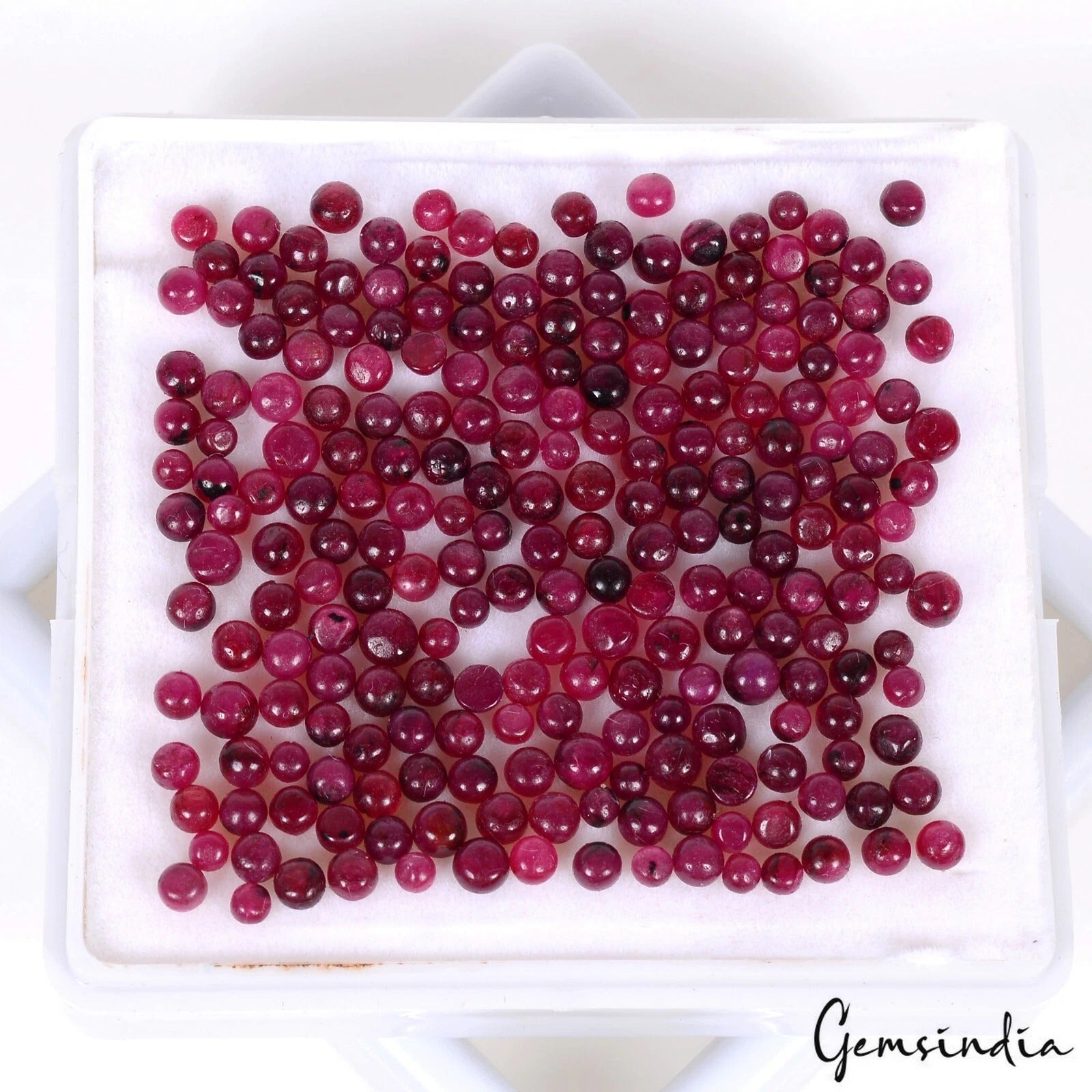39.90 Ct/225 Pcs Natural Dark Red Ruby Round Cab Loose Jewelry Setting Size Gems