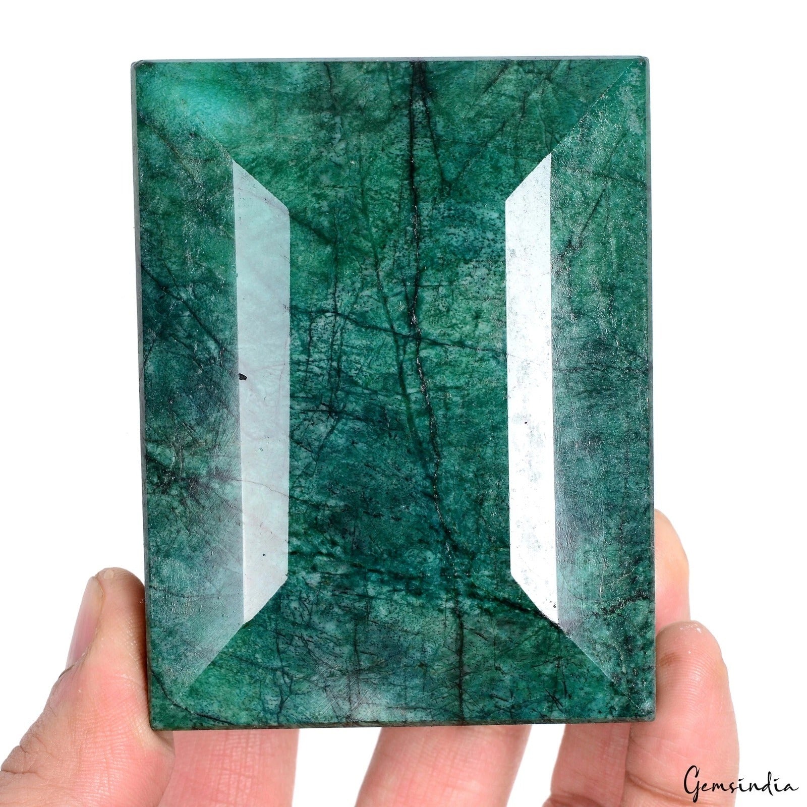 3340Ct Natural Huge Green Emerald Earth-Mined Museum Size Baguette Cut Gemstone