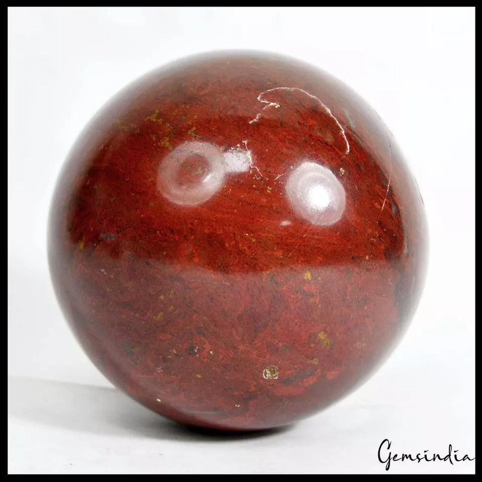 2980Ct Natural Untreated Red Jasper Huge Sphere Gem Crystal Healing Mineral 2.9"