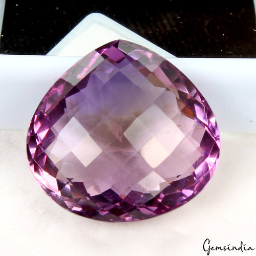 Amethyst Loose Gemstone, Pear Checker Cut, Untreated — 22x21x12 mm, 32.40 Ct, Brazil