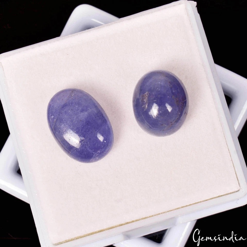 Certified 19.40 Cts Natural Violet Blue Tanzanite Oval Cabochon Loose Gemstones