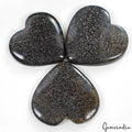 228 Cts/3 Pcs Natural Untreated Black w Glittering Shine Sunstone Heart Cab Gems