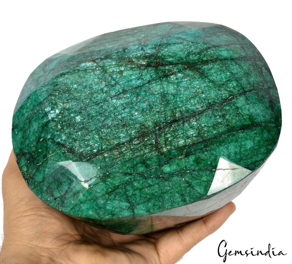 Emerald Loose Gemstone, Color Enhanced, Green — 6.3x4.9x4.8 Inch, 18000 Ct (3.6 Kg), Brazil