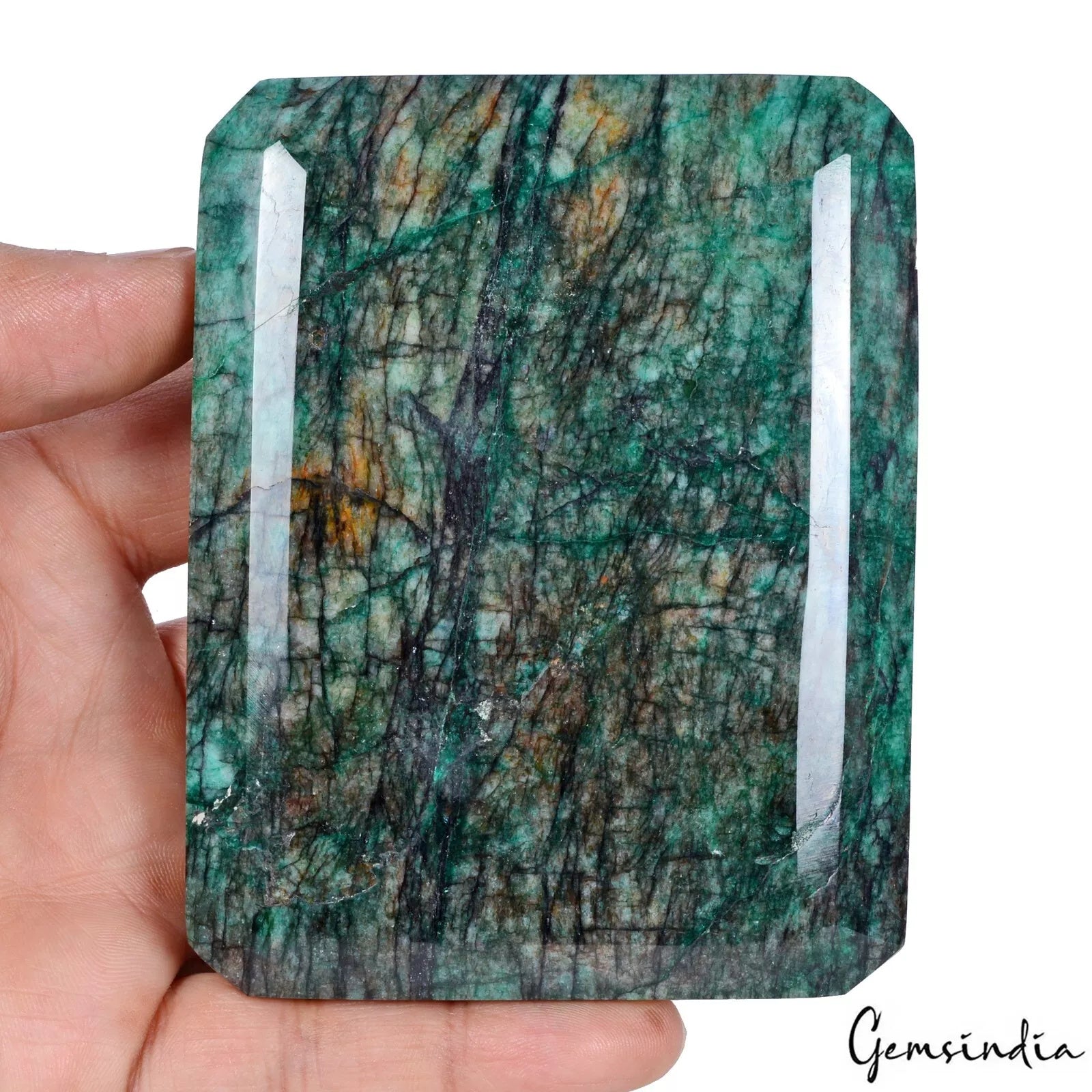 Emerald Loose Gemstone, Octagon, Color Enhanced — 100x79x29 mm, 2410 Ct, Brazil