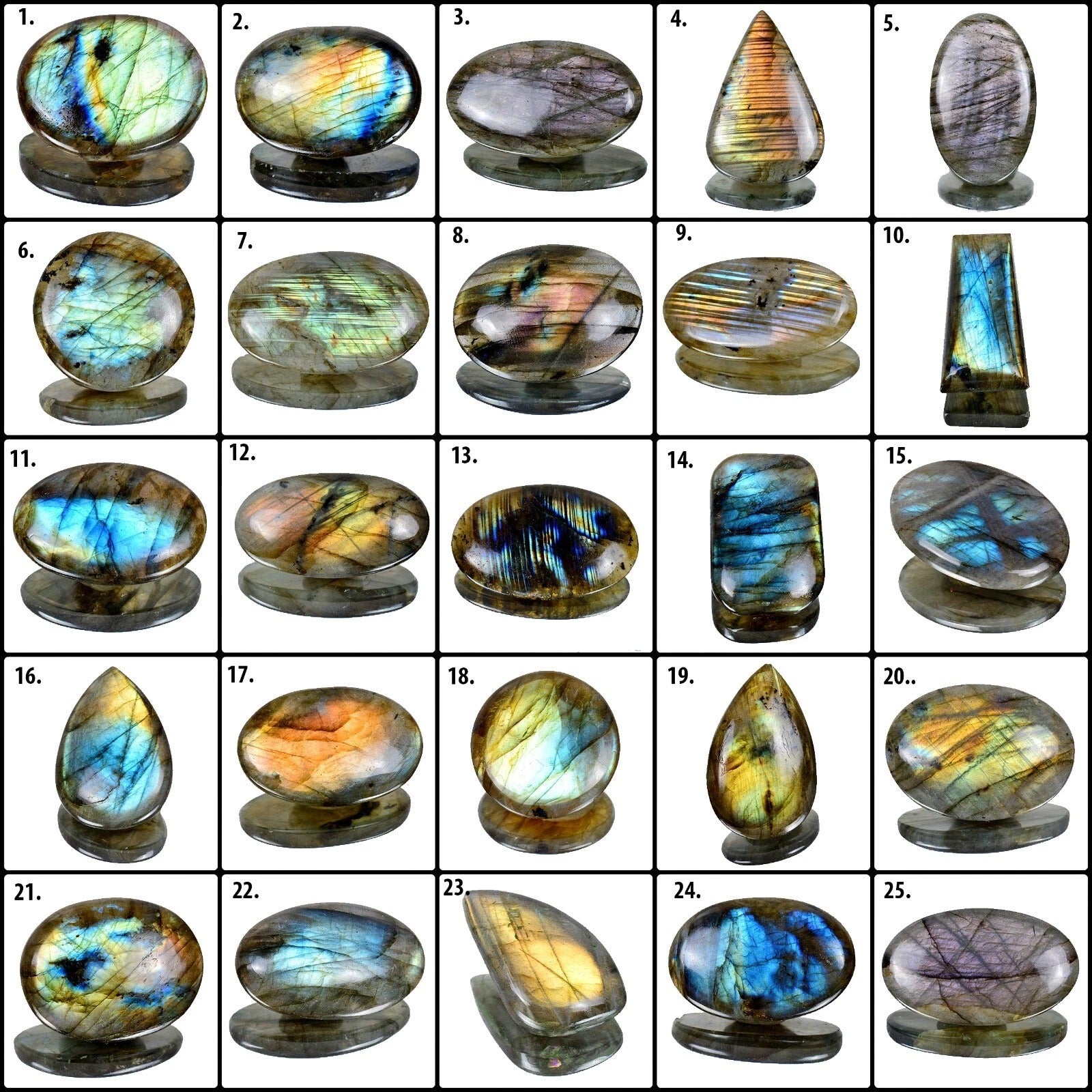 25 Pcs Natural Labradorite 1700 Cts Rainbow Fire Huge Cabochon Loose Gemstones