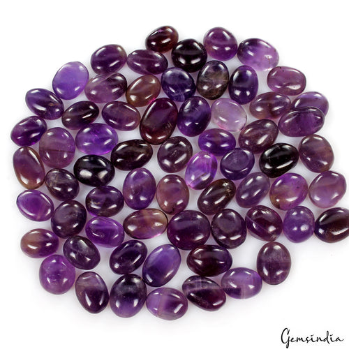 Amethyst Lot, Cabochon, Untreated, Purple — 65 Pieces, 11mm to 16mm, 340 Ct, Madagascar
