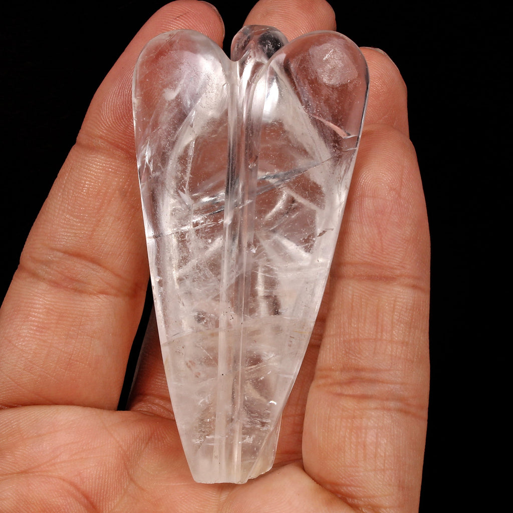 286 Cts Natural White Quartz Crystal Pocket Good Luck Angel Statue~2.75 In