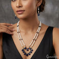 Pearl Necklace, Color Enhanced, White — 21 Inch, India