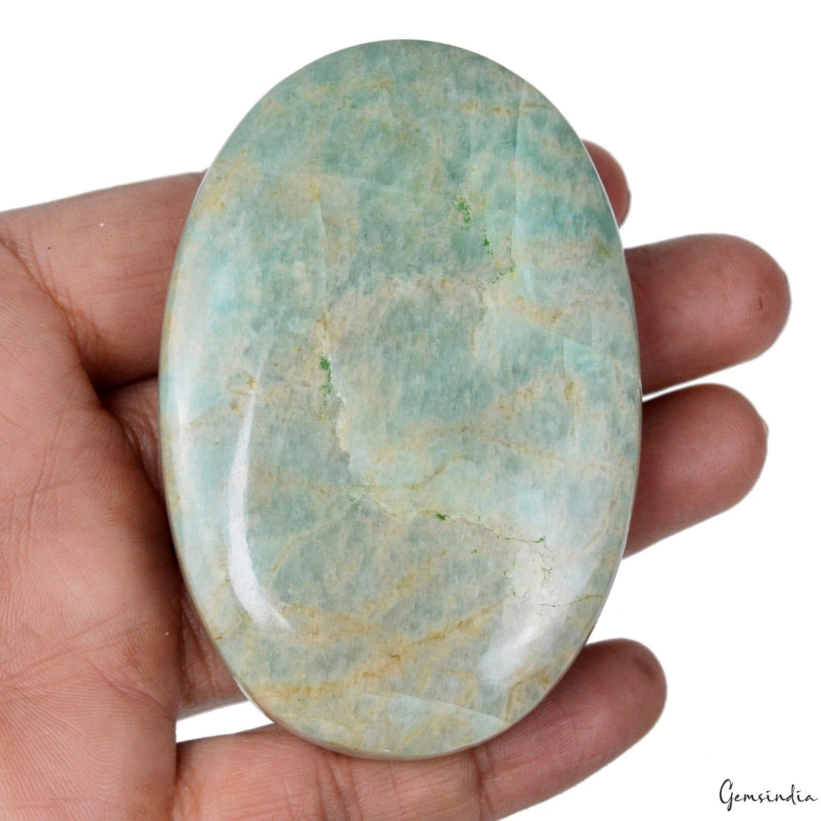 Amazonite Cabochon, Untreated, Green — 78 x 52 x 26 mm, 880 Ct, Madagascar