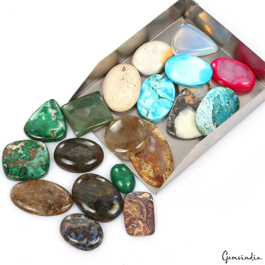 920 Ct Natural Mixed Cab Multicolor Flat Back Wholesale Gems Lot For Jewelry