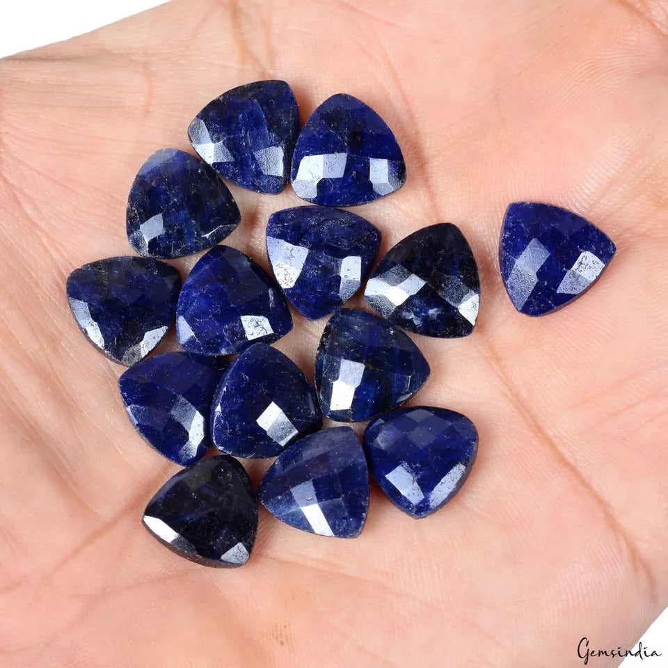Blue Sapphire Lot, Loose Gemstone, Color Enhanced — 14 Pieces, 11mm, 88.80 Ct, Madagascar