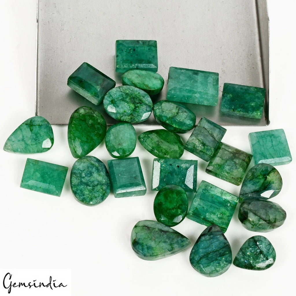 Emerald Lot, Loose Gemstone, Color Enhanced, Green — 25 Pieces, 16mm to 20mm, 350 Ct, Brazil