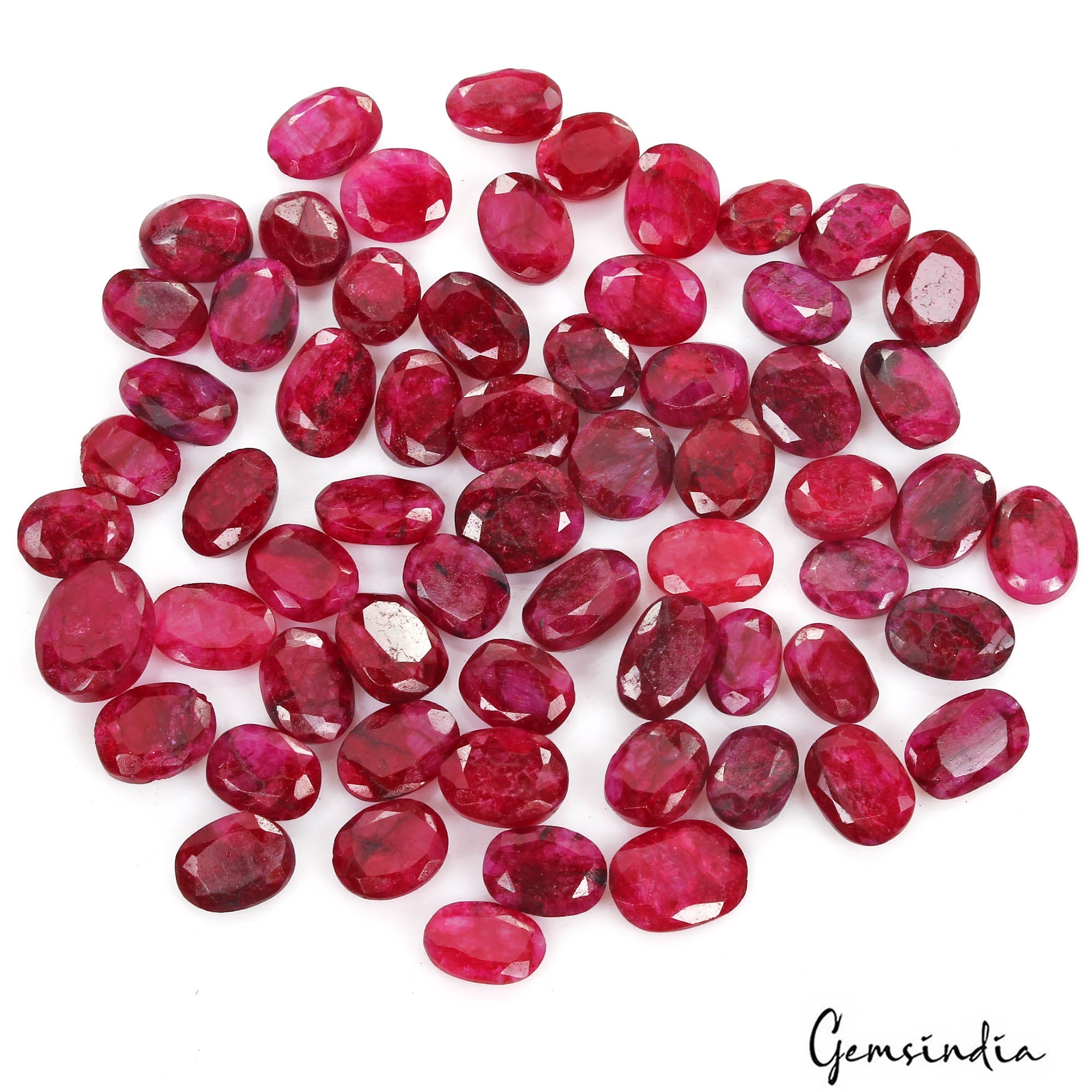 370 Cts Natural Red Pink Beryl (Bixbite) Oval Faceted Loose Gemstone Lot 62 Pcs