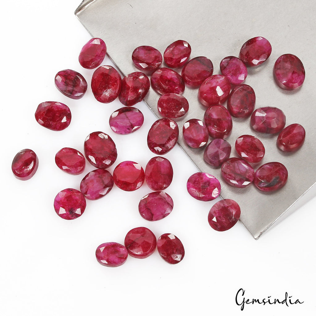 Certified 122.65 Cts/38 Pcs Natural Red Pink Beryl Bixbite Oval Cut Loose Gems