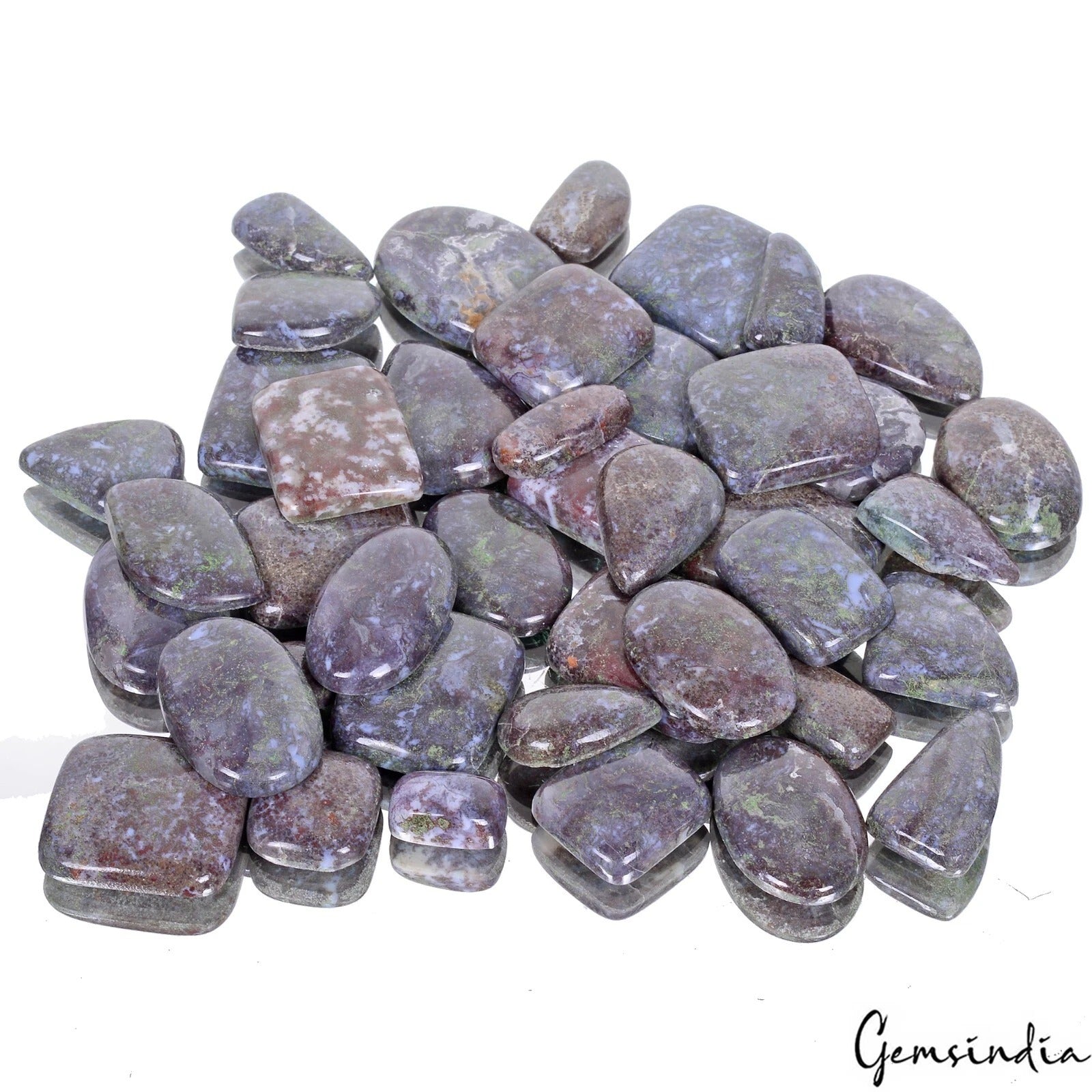 1020 Cts/41 Pcs Natural Untreated Snow Flake Jasper Mix Cab Gems Lot For Jewelry