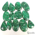 500 Ct/13 Pcs Natural Untreated Green Chrysocolla Mixed Cab Gems Lot For Jewelry