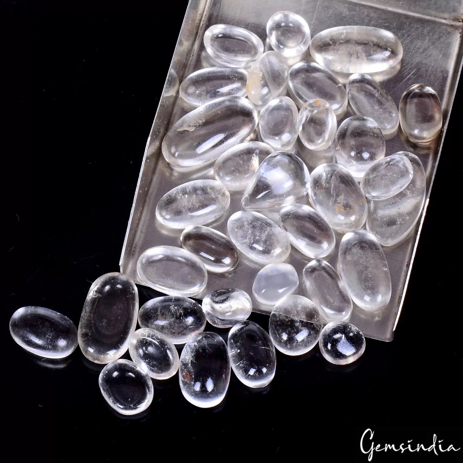 37 Pcs Natural White Quartz 7mm to 18mm Oval Cabochon Untreated loose Gemstones