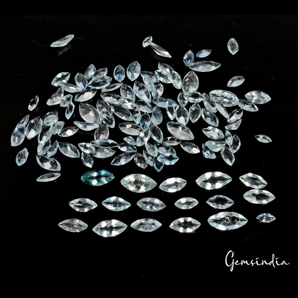 💎 17.00ct 4-7mm Marquise Cut Natural Blue Aquamarine-Unheated, Brazil Gemstones