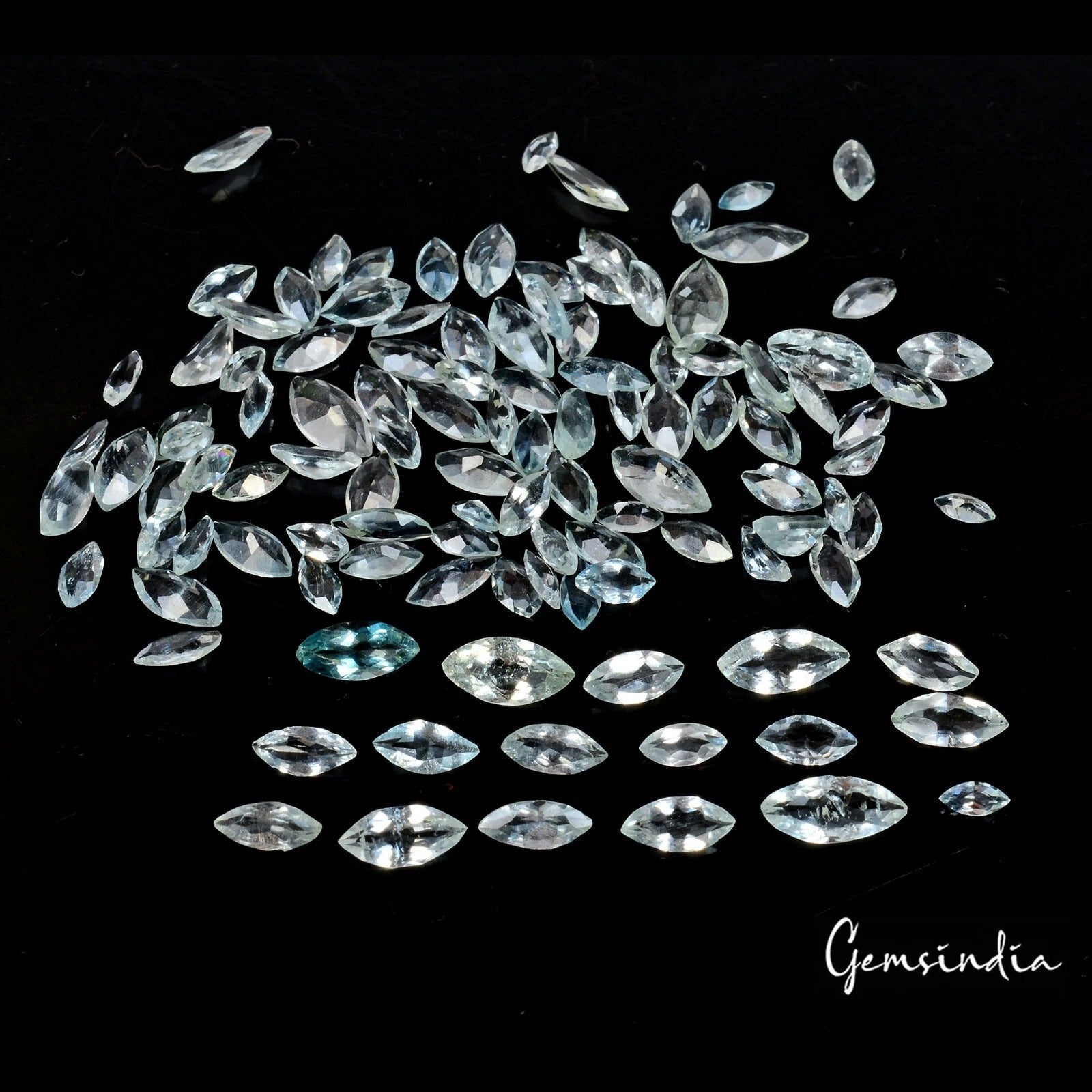💎 17.00ct 4-7mm Marquise Cut Natural Blue Aquamarine-Unheated, Brazil Gemstones