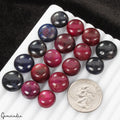 Certified 230 Ct Natural Ruby & Sapphire Round Cabochon Loose Gemstones 12-15mm
