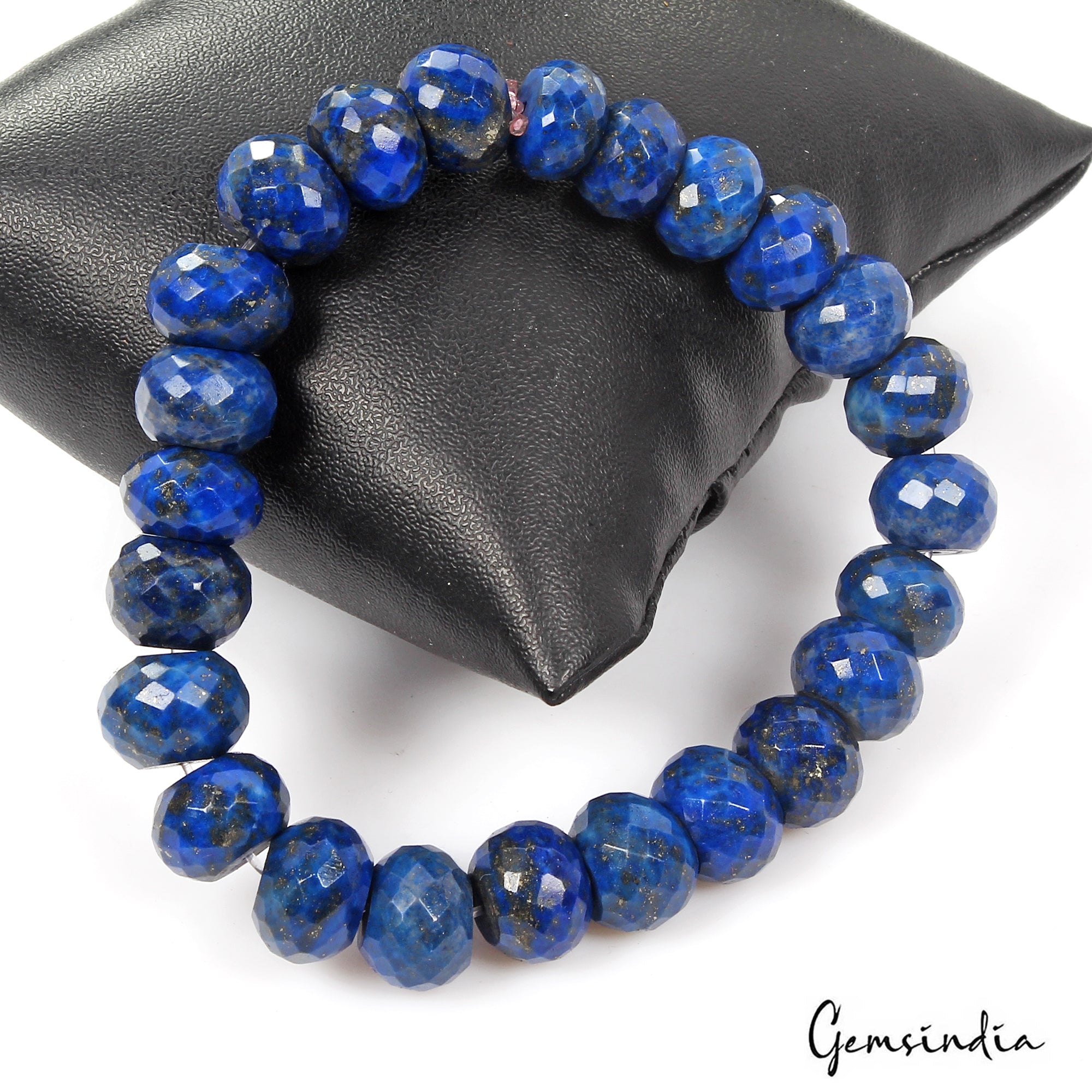 200 Ct Natural Blue Lapis Lazuli Gems Round Beaded Stretchable Handmade Bracelet