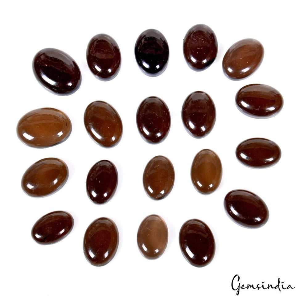 20 Pcs Natural Untreated Brown Smoky Quartz Oval Cabochon 12-15mm Loose Jewelry