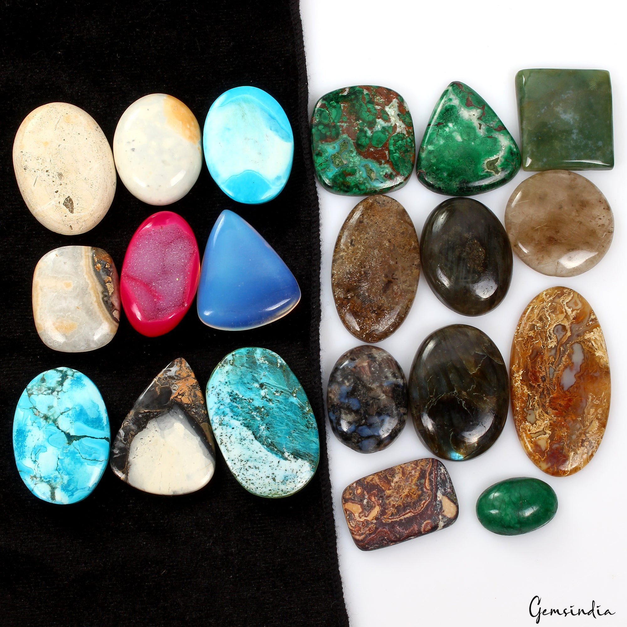 920 Ct Natural Mixed Cab Multicolor Flat Back Wholesale Gems Lot For Jewelry