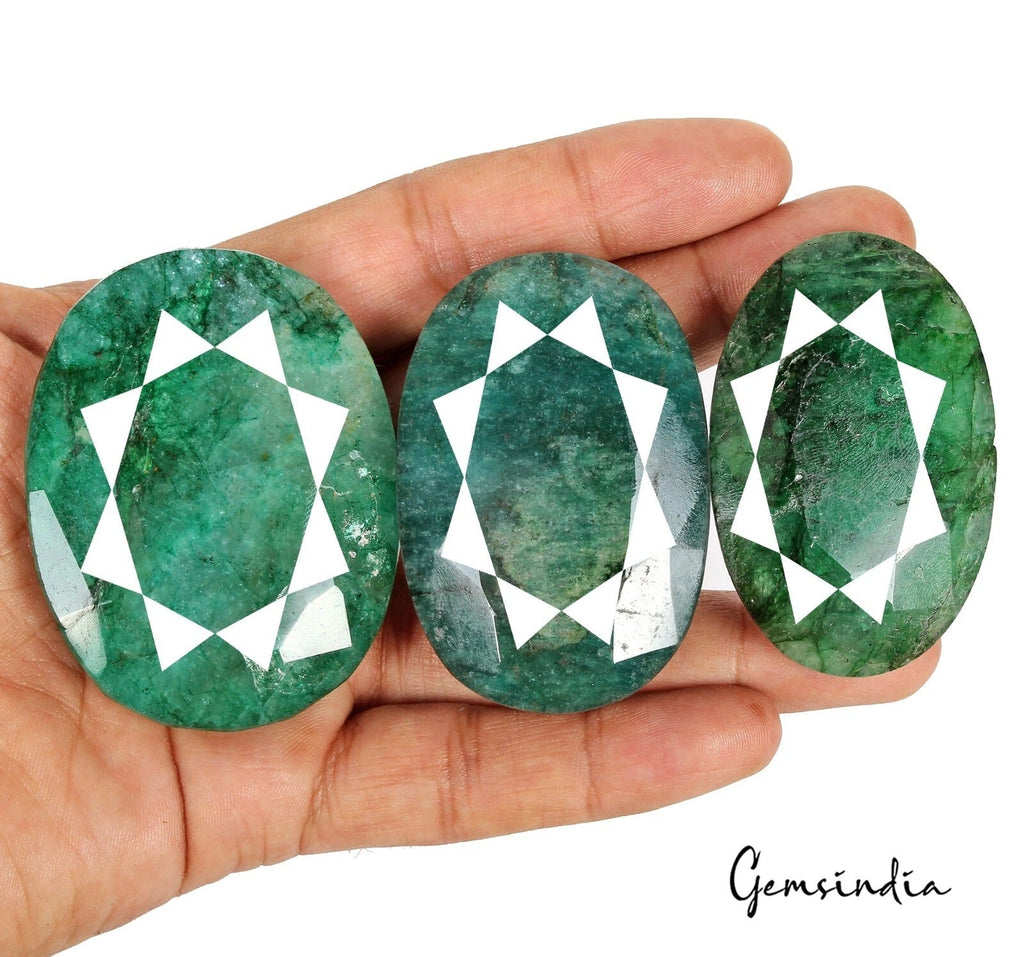 1020 Cts/3 Pcs Natural Brazilian Green Emerald Oval Cut Loose Wholesale Gems Lot