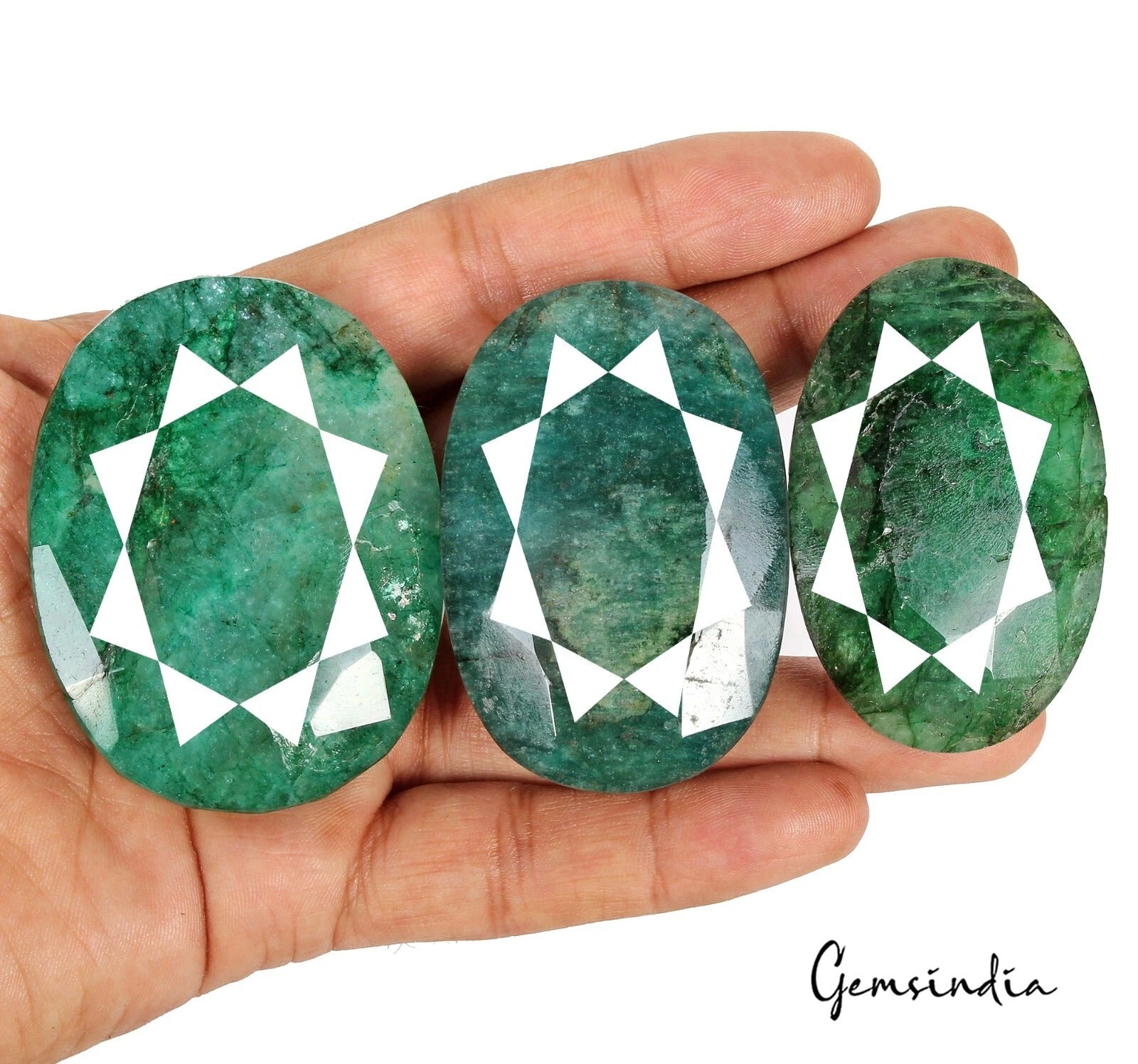 1020 Cts/3 Pcs Natural Brazilian Green Emerald Oval Cut Loose Wholesale Gems Lot