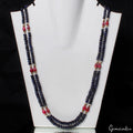 320 Ct Natural Blue Sapphire Red Ruby Gems Beads Double Strand Long Necklace 23"