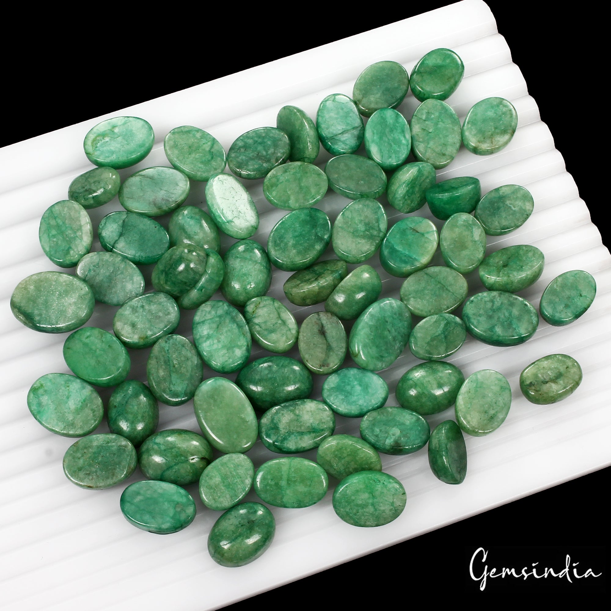 Natural 800 Cts Brazilian Green Emerald Oval Cabochon Loose Gemstone Lot 63 Pcs